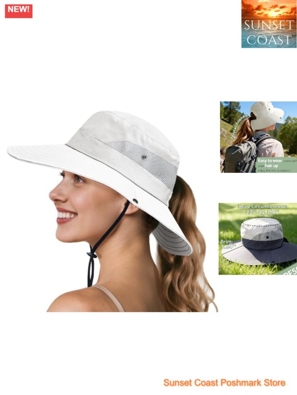 NPQQUAN Ponytail Sun Hat UPF 50+ Wide Visor UV Protection Women's